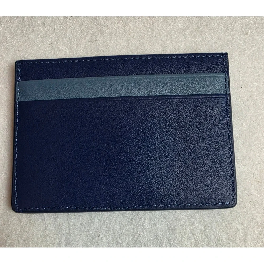RYLOR Navy Blue Leather Card Holder Wallet Slim Minimalist Credit Card Case
